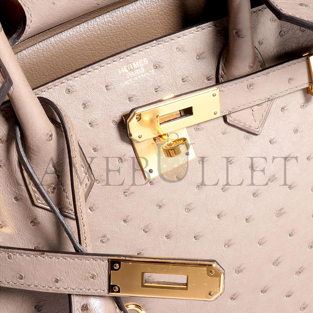 H**mes master birkin 30 ostrich trench beige gold hardware 172854 (30*22*16cm)